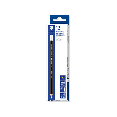 Staedtler Lumocolor permanent glasochrom 108 20 Waterproof Dry marker - Box of 12 - White
