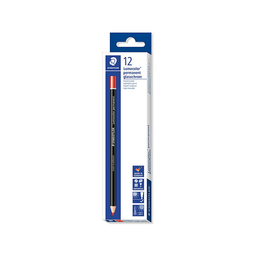 Staedtler Lumocolor permanent glasochrom 108 20 Waterproof Dry marker - Box of 12 - Red