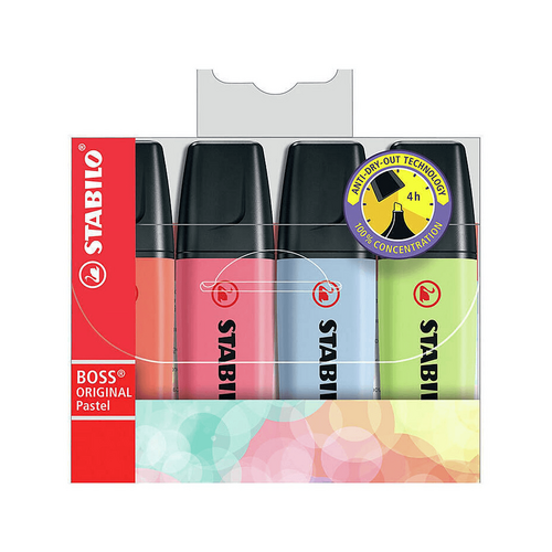 Stabilo Boss Pastel Chisel Assorted2 Pk4