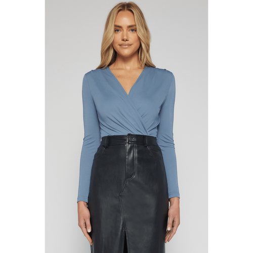 Dressy Jersey Bodysuit with Pleated Front Details (STO717A)