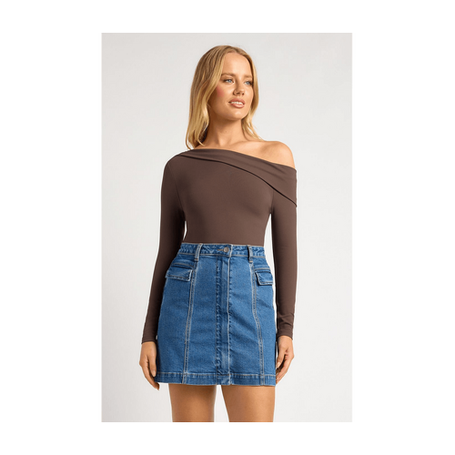 One Shoulder Long Sleeve Jersey Bodysuit (STO792A)