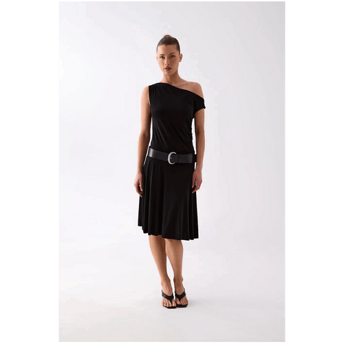 Style Addict Elara Asymmetric Midi Dress - Black