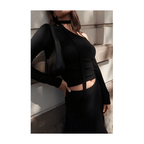 Style Addict Cassie Scarf Top - Black