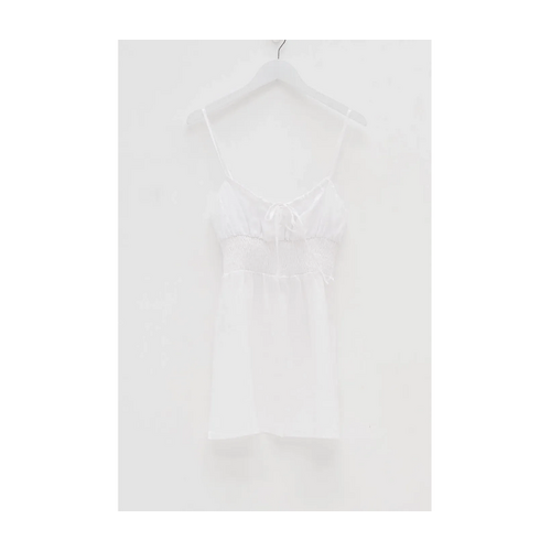 Style Addict Shirred Waist Dress / White