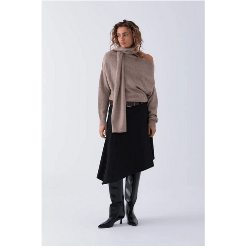 Style Addict Wool Nora Scarf Knit Top - Oat