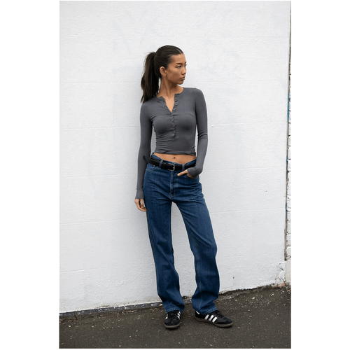 Style Addict Ava Button Up Top - Grey