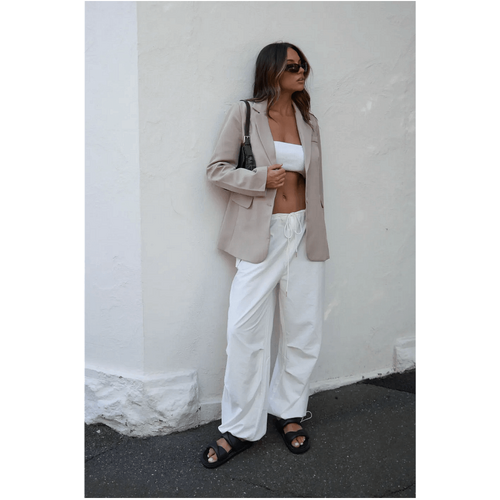 Style Addict Cargo Parachute Pants - White