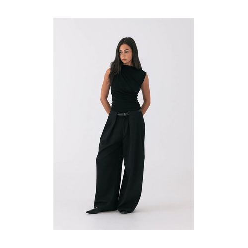 Style Addict Arden Belted Trousers - Black