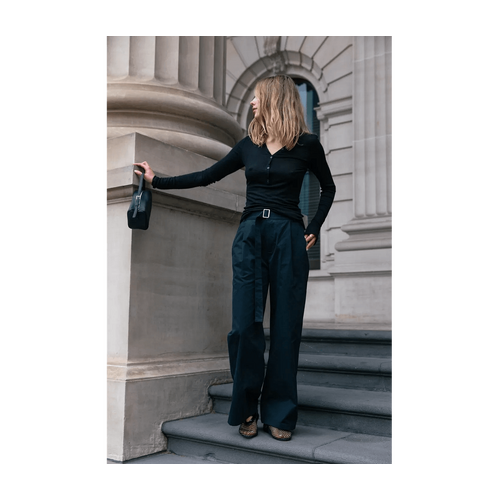 Style Addict Belted Relaxed Trousers - Black