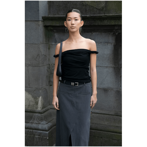 Style Addict Rebecca Rope Off the Shoulder Top - Black