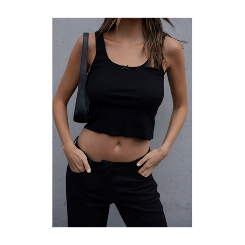 Style Addict Kristy Bow Tank Top - Black
