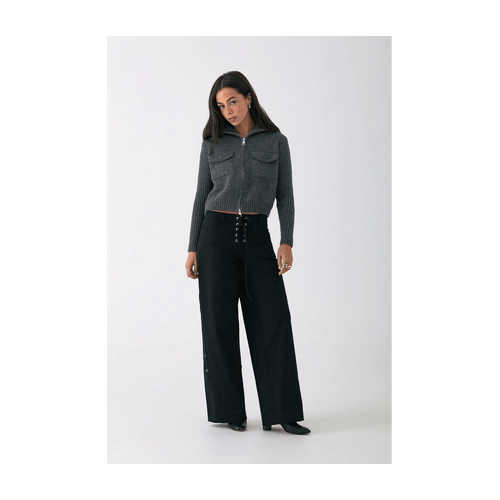 Style Addict Ivy Neck Cardigan - Grey