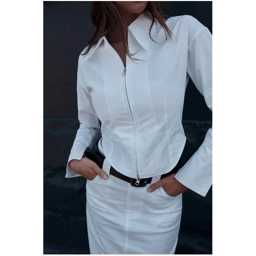 Style Addict Calle Zip Front Top - White