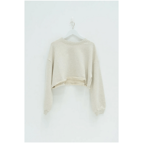 Style Addict Raw Hem Crop Jumper / Light Grey