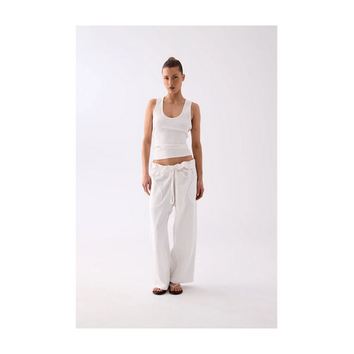 Style Addict Paloma Drawstring Tailored Pant - White