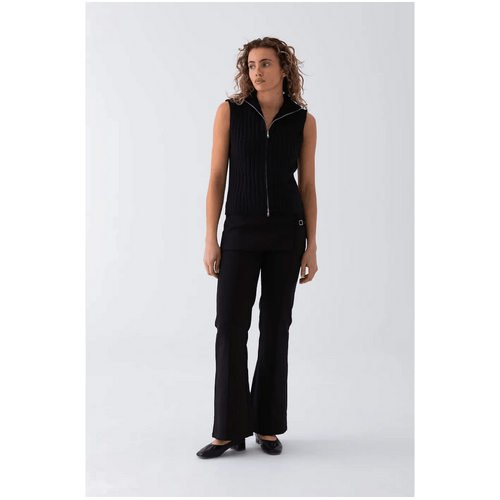 Style Addict Riley Knit Zip Vest - Black