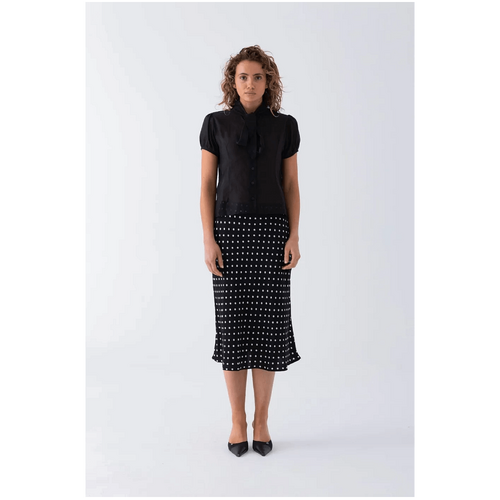 Style Addict Odette Sheer Tie Blouse - Black
