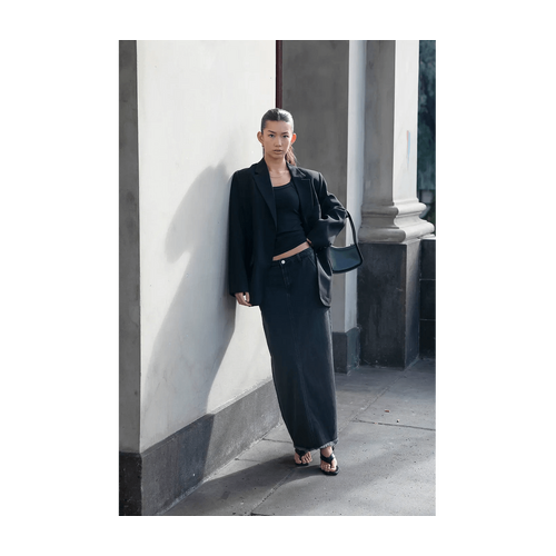 Style Addict Luca Denim Maxi Skirt - Black