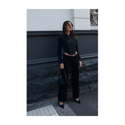 Style Addict Calle Zip Front Top - Black