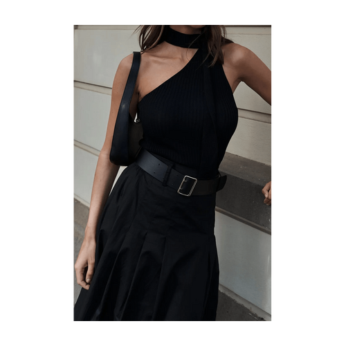 Style Addict Fleur Scarf Top - Black