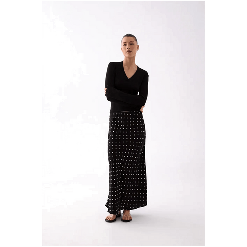 Style Addict Margaux Deep V Henley Top - Black