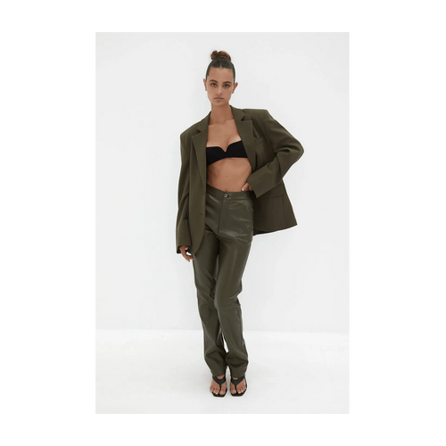 Style Addict Faux Leather Pants - Khaki