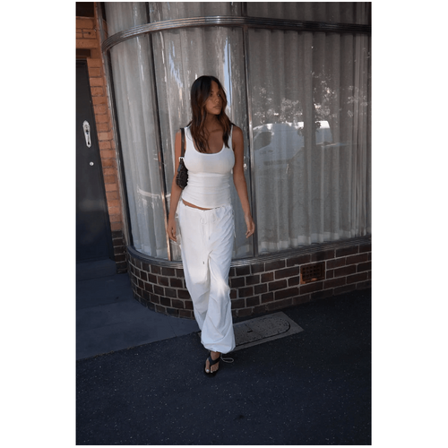 Style Addict Lena Ribbed Tank Top - White