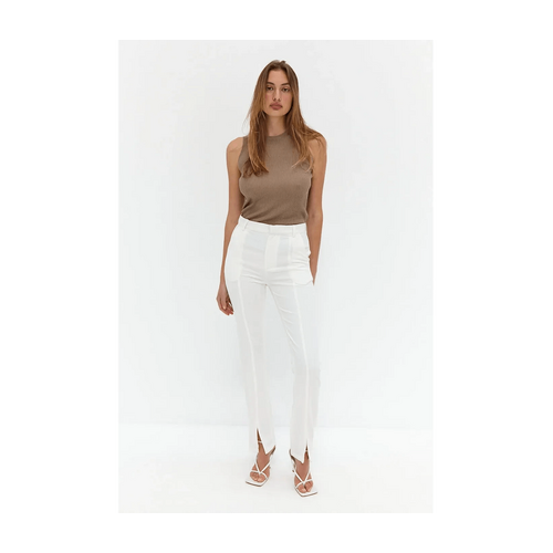 Style Addict Front Split Trouser Pants - White