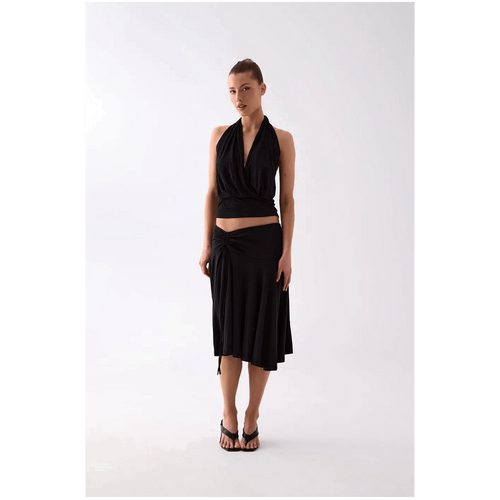 Style Addict Aurelia Drape Halter Top - Black