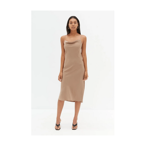 Style Addict Cross Back Slip Dress - Taupe