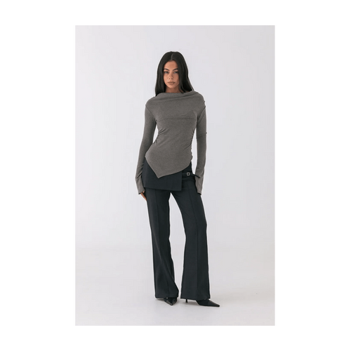 Style Addict Asher Ruched Long Sleeve - Grey