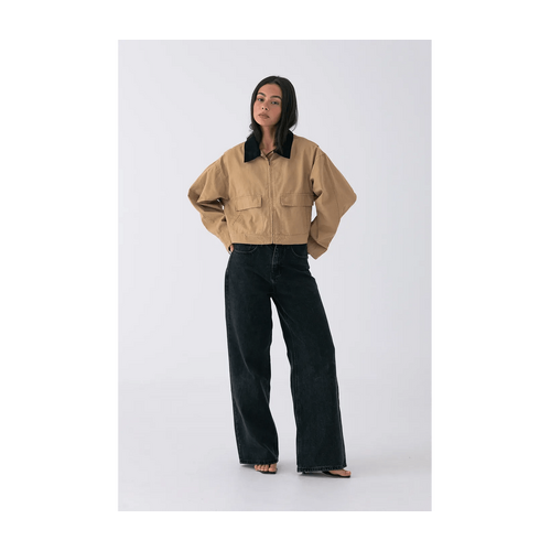Style Addict Cropped Barn Jacket - Sand