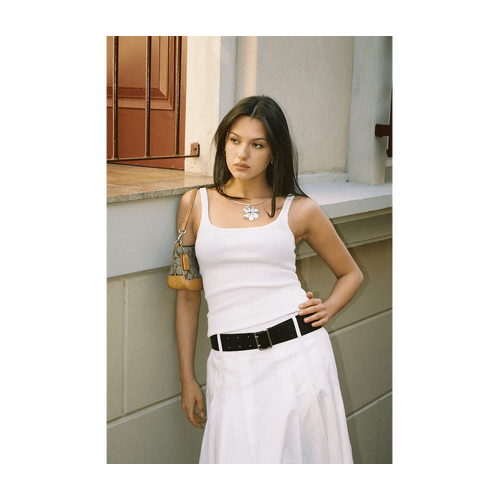 Style Addict Basic Ribbed Knit Tank Top - White