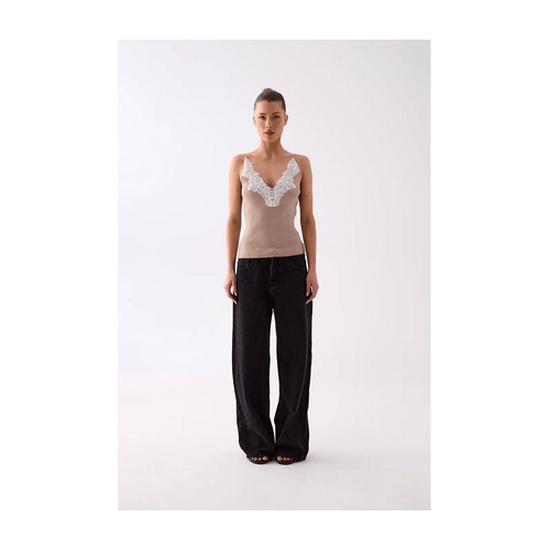 Style Addict Luna Lace Trim Cami - Oat