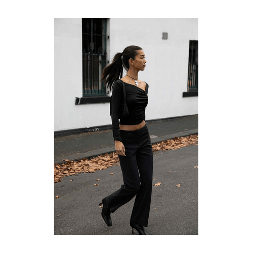 Style Addict Layla Asymmetrical Ruche Top - Black