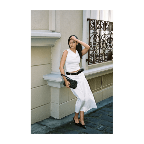 Style Addict Darcy Belted Skirt - White