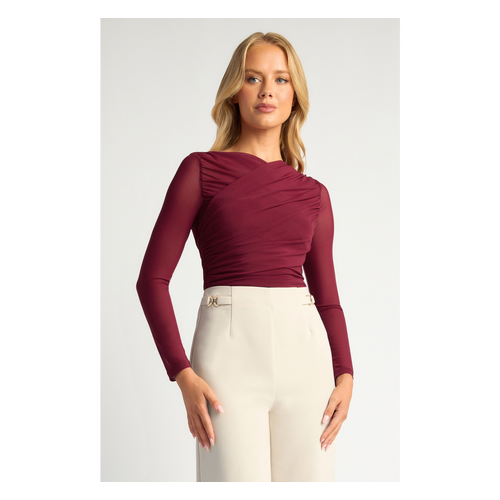Cross Front Neckline Mesh Top (WTO633B)