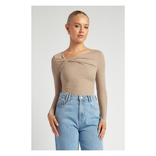 Twist Neckline Detail Jersey Top (WTO562B)