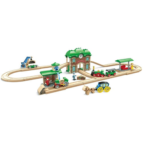 Hape Wooden Retro Train &amp; Station Set