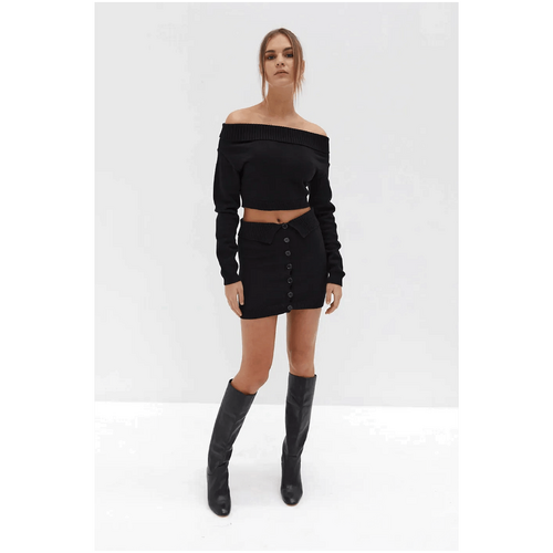 Style Addict Kenza Button Down Skirt - Black