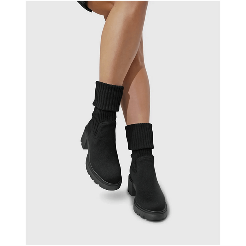 belle &amp; bloom Tokyo Lights Rib Sock Boot - Black