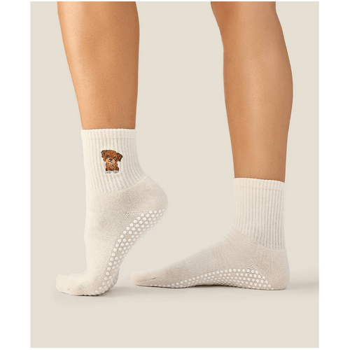 MoveActive Crew Grip Socks - Poodle Oat