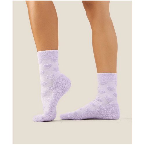 MoveActive Crew Grip Socks - Terry Heart Lilac