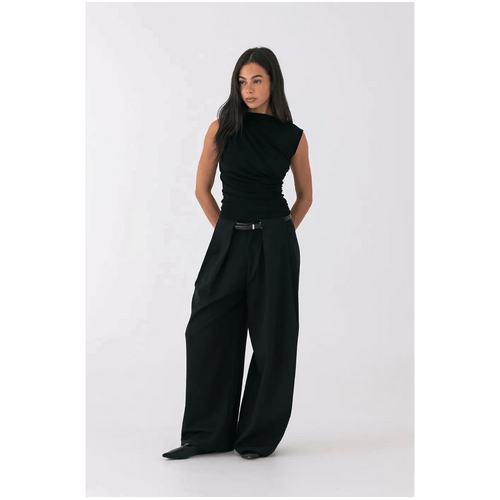 Style Addict Arden Belted Trousers - Black