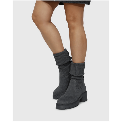 belle &amp; bloom Tokyo Lights Rib Sock Boot - Grey