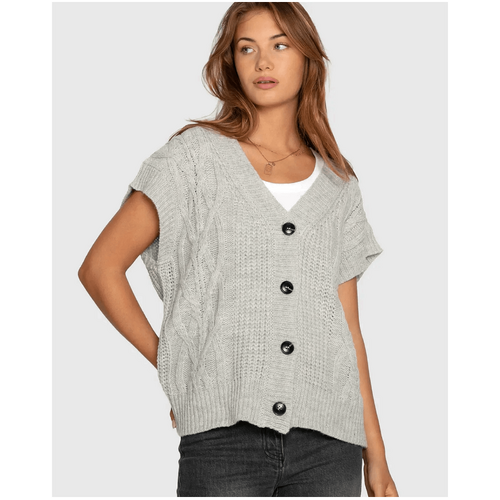 belle &amp; bloom Rosette Oversized Knitted Vest - Grey