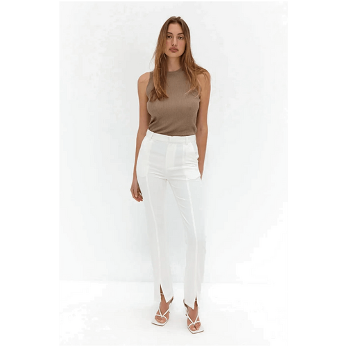 Style Addict Front Split Trouser Pants - White