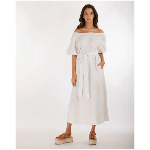 Amelius Wren Linen Maxi Dress - White