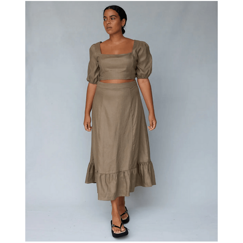 Amelius Violetta Linen Skirt - Khaki