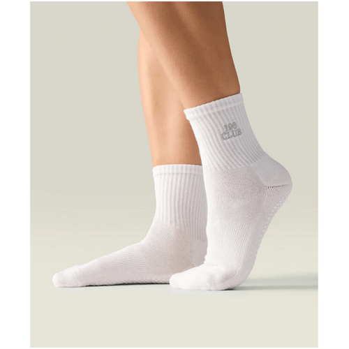 MoveActive Crew Grip Socks - 100 Club White &amp; Silver
